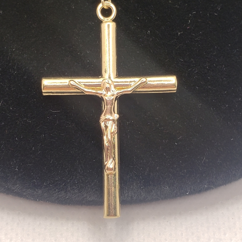 14K Solid Gold 6mm Bead Ball Rosary Necklace 26" Guadalupe Rosario Collar Oro - Picture 14 of 16